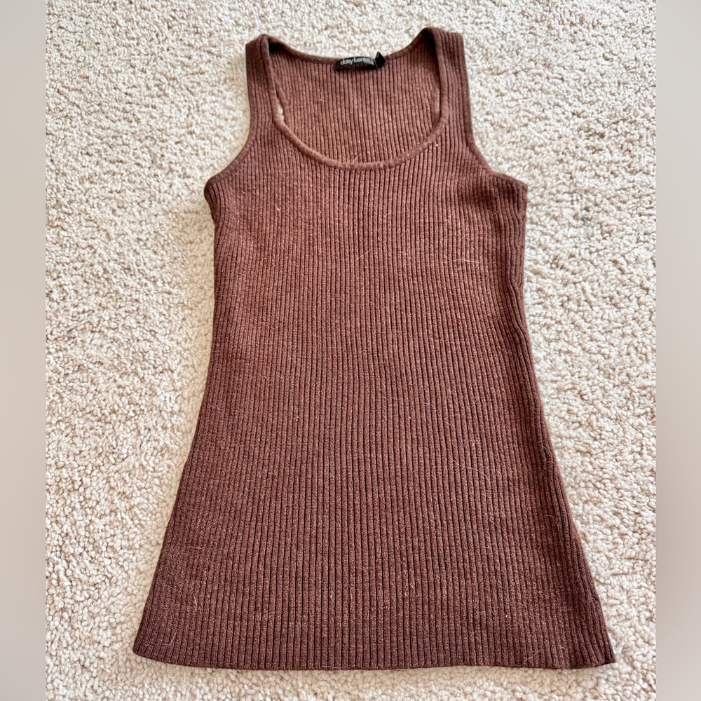 Vintage Daisy Fuentes Ribbed Brown Knit Tank Top